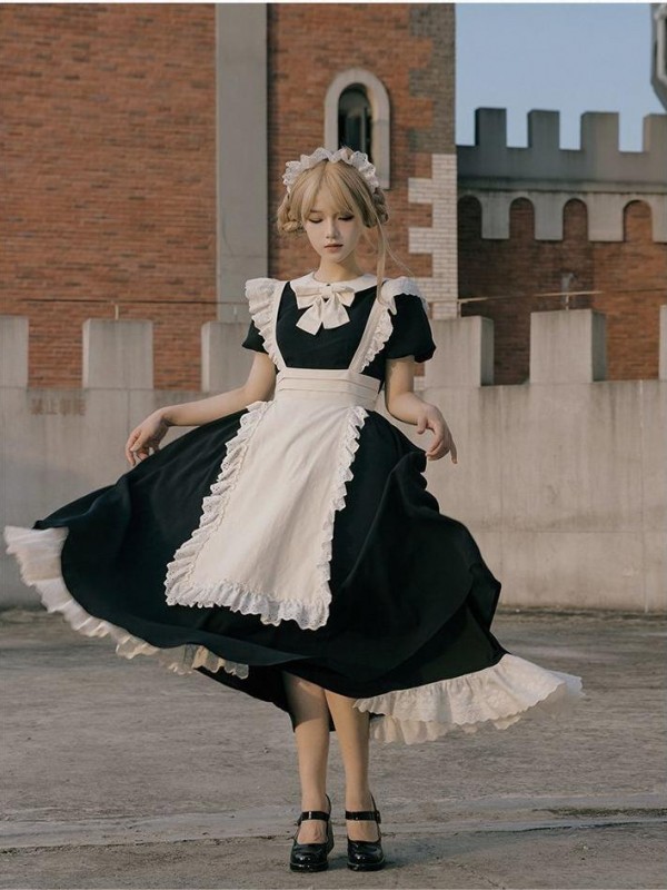 【Kisskiss】~Maid dress~Ancient style Folding lace~ONE-PIECE 【Kisskiss】~Maid dress~Ancient style Folding lace~ONE-PIECE