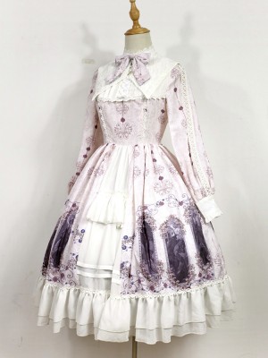 Dark Vintage Nightmare Charm Fake Collar One-piece Lolita OP