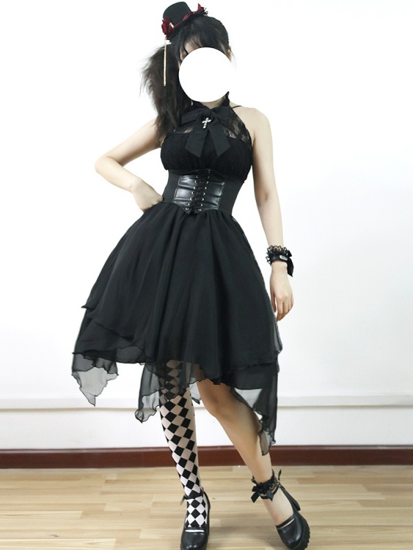 Sweet Chiffon Lace Halter Neck Lolita Jumperskirt