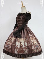 Steampunk Cat Vintage Print  Double Breasted Lolita Jumperskirt