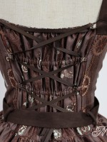 Steampunk Cat Vintage Print  Double Breasted Lolita Jumperskirt
