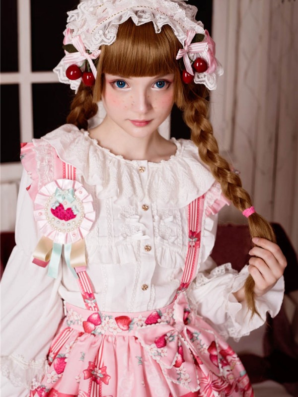 Sweet Cute Strawberry Rabbit Suspender Skirt Lolita Sweet Cute Strawberry Rabbit Suspender Skirt Lolita