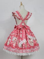 Sweet Cute Strawberry Rabbit Suspender Skirt Lolita