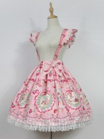 Sweet Cute Strawberry Rabbit Suspender Skirt Lolita