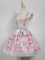 Sweet Cute Strawberry Rabbit Suspender Skirt Lolita