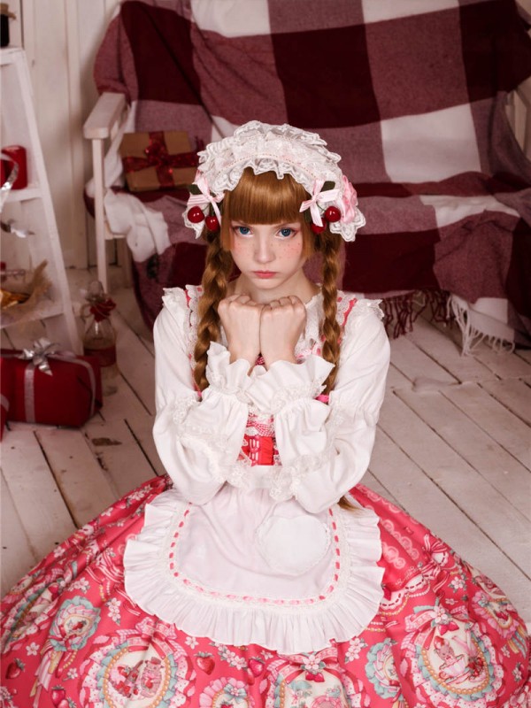 Pink Sweet Strawberry Rabbit Apron Lolita Jumperskirt Pink Sweet Strawberry Rabbit Apron Lolita Jumperskirt