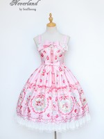 Pink Sweet Strawberry Rabbit High-waisted Lolita Jumperskirt