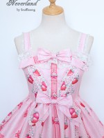 Pink Sweet Strawberry Rabbit High-waisted Lolita Jumperskirt