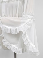 Chiffon Ruffle Collar Long Sleeve Short Blouse Chiffon Ruffle Collar Long Sleeve Short Blouse