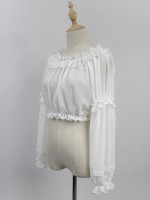 Chiffon Ruffle Collar Long Sleeve Short Blouse Chiffon Ruffle Collar Long Sleeve Short Blouse