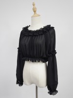 Chiffon Ruffle Collar Long Sleeve Short Blouse Chiffon Ruffle Collar Long Sleeve Short Blouse