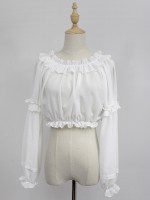 Chiffon Ruffle Collar Long Sleeve Short Blouse Chiffon Ruffle Collar Long Sleeve Short Blouse